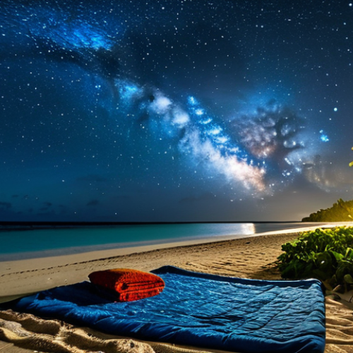 Home 20 **
"A tranquil, fully clothed scene of Laura Beach at night on Majuro, Marshall Islands. A modest blanket is spread on the sand, with a thermos of tea nearby. The Milky Way is vividly displayed in the sky above, with faint village lights in the distance. Safe for work, appropriate content, perfect anatomy, natural proportions, professional, family-friendly, high-quality astrophotography."
**