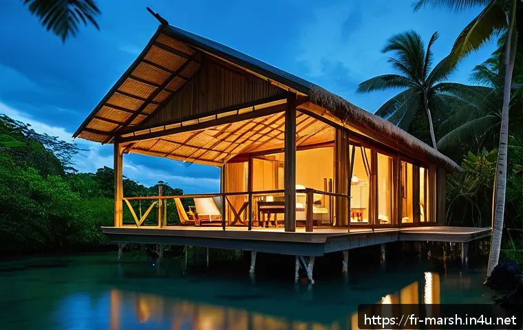 마셜 제도 호텔 및 숙소 추천 - A serene eco-lodge nestled in the lush tropical vegetation of the Marshall Islands, featuring sustai...